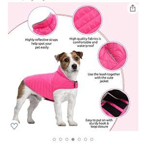 Dog Jacket Reversible‎ Pink/Grey Medium